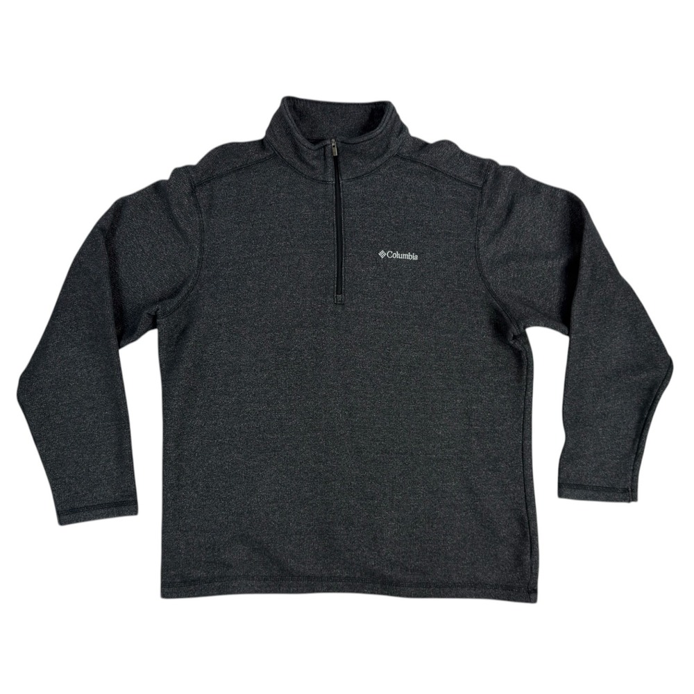 Columbia Quarter Zip Pullover Mens L Charcoal Grey Fleece Sweater Gorpcore Cabin